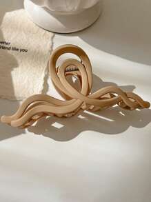 4pcs/1pc 13cm/5.12in White, Black, Khaki, Brown Oversize Wave Design Lightweight Plastic Hair Clips, Versatile Fashion High-End Elegant Minimalist Solid Color Hair Claw Clips, Suitable For Daily Wear, Casual, Party, Commute, Hairstyling, Makeup, Clothing Accessories Hair Jaw Clip Hair Clamps Hair Clutch Hair Catcher Clip