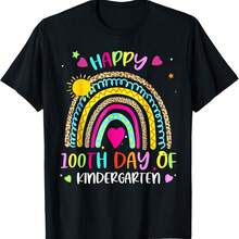 100th Day Of Kindergarten School Rainbow 100 Days Smarter T-Shirt - 黑色 - 查看 1