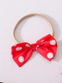 Infant Girls' Spring/Summer Cap Sleeve Polka Dot Print Bodysuit & Headband Set With Bow Decor - Multicolor - View 6