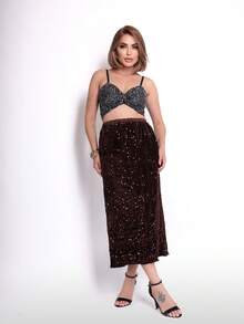 2025BR NEW Sequined Skirt - Burgundy - View 1