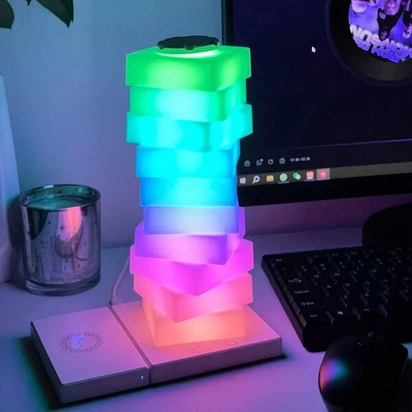 A Manually DIY Desk Lamp With Multiple Color Changes And Wireless Charging. It Can Be Charged Anytime, Anywhere In The Office, Living Room, Bedroom, Or Outdoors