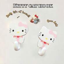 Sanrio 1pc/Kitty Cute Creative Hook Two Household Weight Cartoon Sticky Hook Seamless Decoration Exquisite And Compact