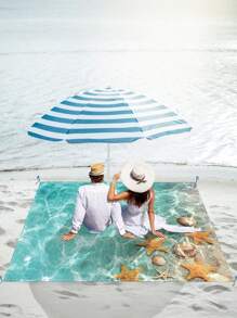 SHENG CHUN 1pc Personalized Ocean Animal Print Beach Blanket, Comes With Drawstring Carry Bag, Multiple Sizes, Suitable For Group Gatherings & Family Vacations, Essential For Beaches, Lawns, Foldable, Moisture-Proof, Waterproof, Non-Stick Sand, Outdoor Camping Mat, Portable Picnic Rug Summer Travel,Vacation Holiday Bathroom Decor Beach Essentials