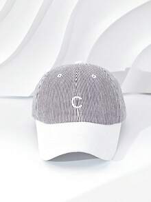 1pc Women's Fresh Striped C-Letter Embroidery Baseball Cap, Versatile Sun Protection Visor Hat - Multicolor - View 3