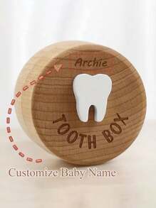 1pc Personalized Customization Tooth Fairy Box, Tooth Fairy Keepsake Box, 3D Carved Wooden Box, Souvenir, Cute Tooth Holder, Great Christmas Halloween Thanksgiving Day Gift, New Year's Gift, Valentine's Day Gift Back To School