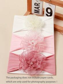 3pcs Baby Floral Chiffon Mesh Headband, Soft Headpiece For Daily Wear & Occasions, Summer - Multicolor - View 5