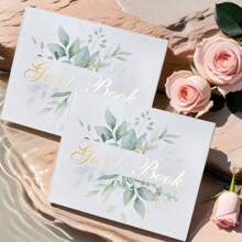 Wedding Guest Book - Guest Sign In Book - Wedding Reception Registry Book - Hard Cover, 7" X 9" (Eucalyptus Gold Foil, Book) Best Gifts, Wedding Decor, Home Decor, Room Decor Party Favors Bride Birthday Graduation Birthday Decorations Party Decorations Bachelorette