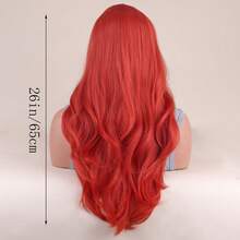 26inch Long Middle Part Wig With Bang Synthetic Fiber Natural Synthetic Wig For Daily Use Party Dating - Dirty Orange - View 11