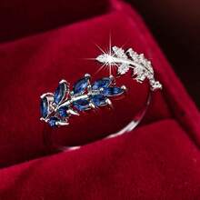 1 szt. Modny pierścień z otwartymi zębami i zieloną cyrkonią sześcienną