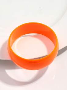 1pc Fashionable Fluorescent Resin Geometric Wide Bangle For Women, Suitable For Daily Wear And Gift