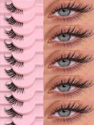 10 Pairs Half Lashes Clear Band Eyelashes Cat Eye False Eyelashes Short Soft 3d Faux Mink Eyelashes Soft Natural Makeup,Halloween