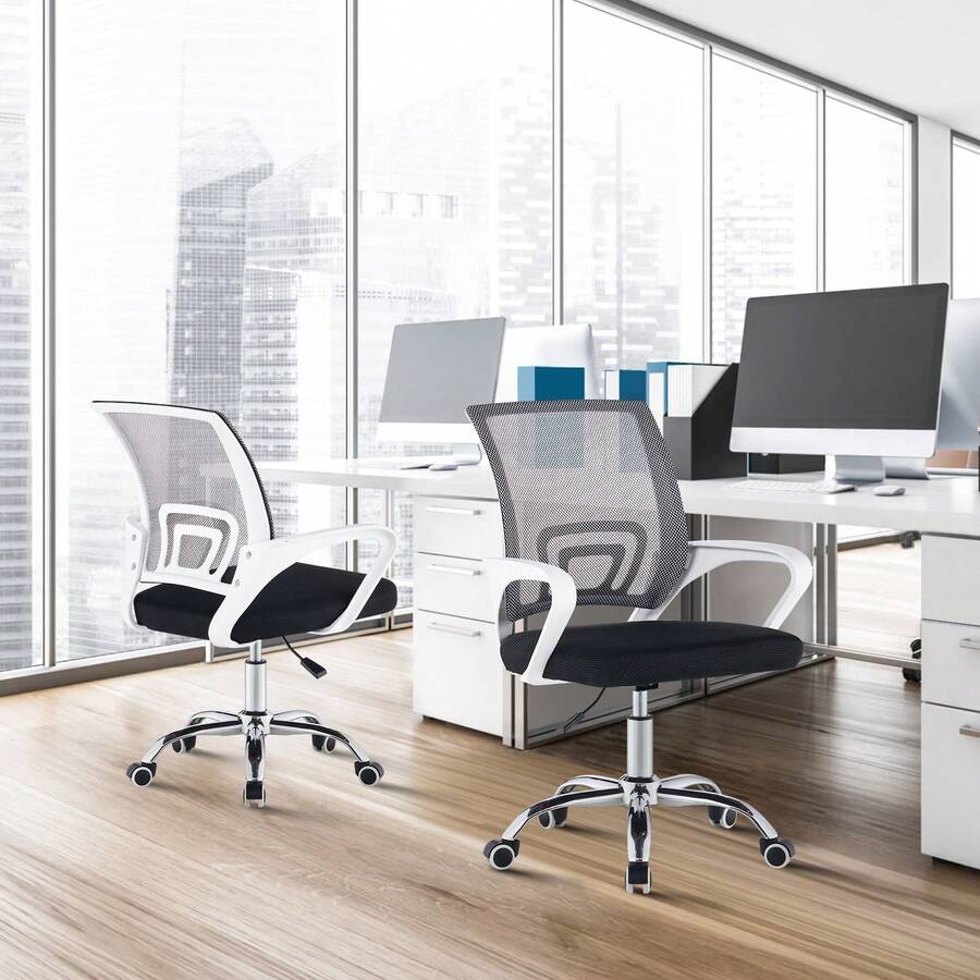 TUKAILAi Ergonomic Office Chair, Mesh Computer Swivel Chair With Arms And Lumbar Support,Height Adjustable Comfy Executive Desk Chair For Home Office Study - White - View 1