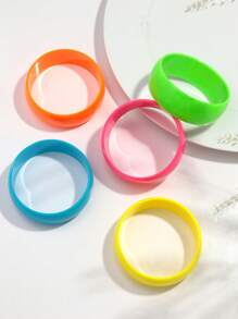 1pc Fashionable Fluorescent Resin Geometric Wide Bangle For Women, Suitable For Daily Wear And Gift