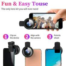 Lente de Clipe Universal para Telefone, 37mm 0,45x 49uv Super Grandangular e Macro HD Lente Compatível com iPhone e Android (com Bolsa de Armazenamento) Lente de Câmera Universal Compatível com iPhone Android Telefone Celular, Adequada para Tiro de Longo Alcance, Tiro de Concerto e Tiro Distante, Presentes para Família, Amigos, Filhos, Aniversário, Namorada - Rosa ouro - Visão 3