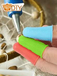 5/3pcs Silicone Finger Protectors, Finger Protectors, Finger Protectors For Hot Glue, Silicone Thimble, Hot Glue Finger Protectors, Fingers Tip Pads Grips For Money Counting Collating Writing Sorting Task Hot Glue And Sport Games (Color Sent Randomly) - Multicolor - View 3