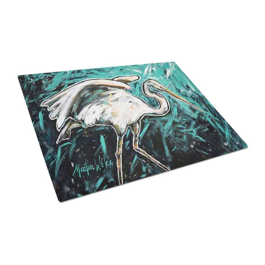 NEW Heron Stretch Glass Cutting Board Decorative Tempered Glass Kitchen Cutting And Serving Board Large Size Chopping Board Default - Multicolor - View 1