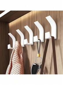 5 piezas de ganchos autoadhesivos, sin necesidad de taladrar, ganchos de plástico para toallas de baño, percheros de armario, ganchos para batas de baño en el dormitorio, soportes para llaves para la organización del hogar, estilo casual, accesorios de baño, sala de estar y cocina