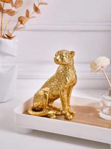 1 Piece Of Leopard Squatting Desktop Decorative Ornaments, Resin Material Retro Style Handicrafts Decoration Suitable For Study, Entrance, Office, Hotel Decoration