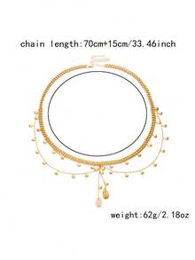 2pcs Multilayer Fashionable Sexy Beach Ocean Resort Style Metal Waist Chain, Shell Tassel Body Jewelry Chain - Shell - View 7