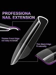 100pcs Acrylic Nails Fake Capsule Short Almond Coffin Square Artificial Nail Extension Soft Gel Tips Accessories Tools - Clear - View 2