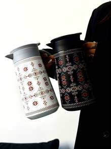 1pc 800ml Romantic Bohemian Style Double-Wall Stainless Steel Insulated Carafe, Coffee Pot, Tea Kettle, Water Pitcher, Suitable For Camping, Gatherings, Home, Office, Outdoor, School, Holiday & Birthday Gifts - Multicolor - View 1