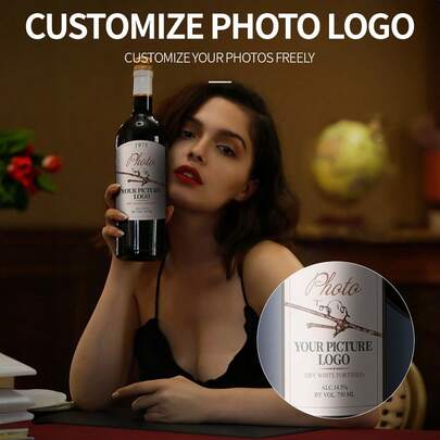 Etiquetas adesivas personalizadas para vinho, etiquetas personalizadas para garrafas de vinho, etiquetas não adesivas impressas personalizadas para alimentos, bebidas, comerciais, presentes exclusivos para o Natal, Dia dos Namorados, Ação de Graças, Festival de cerveja