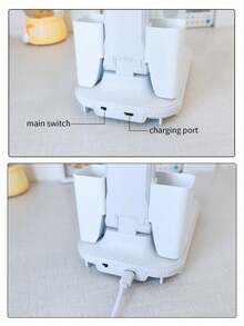 1 件 LED 台灯，USB 可充电触控灯，3 种颜色 5 种亮度等级护眼阅读灯，带手机支架和笔筒的床头灯，三合一，适用于房间、书桌、工作台 - 白色 - 查看 9