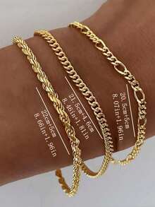 1 件不锈钢脚链 - 简约时尚的链条设计，适合日常穿着和度假 - 三層均碼 - 查看 3