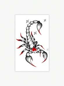 1 件临时纹身贴纸，诱人的蝎子图案，防水、防汗，一次性使用 - 彩色 - 查看 7