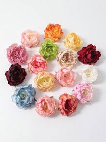 5pcs Artificial Peony Flower Hair Accessories, Handmade Hair Clips For Bridal Hairstyle, Wedding Photography Props, Multiple Colors Available