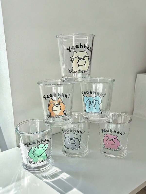 Ins Style Cartoon Glass Cup, Couples Cup/Cold Brew Cup, Coffee Cup/Single Layer Cup, Home Breakfast Milk Cup, Summer Juice Cup/Beverage Cup, Daily Use Water Cup, High Aesthetic Cute Biyeflower Enjoyment Cup