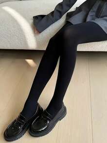 1pc Women's Black Sheer Tights, 30D Minimalist Solid Color Pantyhose, Basic Style, Comfortable - Black - View 3