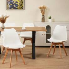 ALBATROS Esszimmerstühle 4er Set AARHUS, Weiss - Beine aus Buche Massiv-Holz, Skandinavisches Retro-Design, bequemer Schalenstuhl - Eleganter Küchenstuhl, Stuhl Esszimmer für Esstisch