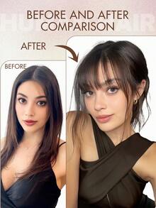 Clip-On Bangs, Real Human Hair, Invisible Bangs Extension, Adjustable For Women, Lightweight And Flowy, Seamless Everyday Wear - Multicolor - View 10