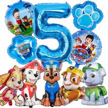 Paw Patrol Latex Balloon Foil Number Balloons Birthday Party Decorations, Happy Birthday Balloon Combination Perfect For Birthday Adult Gift Party Wall Decorative Balloon Set