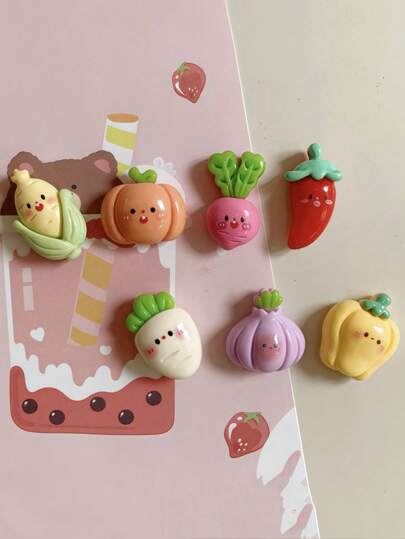 7Pcs Cartoon Vegetable Refrigerator Magnets - Cute Personalized Decorative Plastic Fridge Magnets For Kitchen, Office Whiteboard, Storage Cabinets & Dishwasher - Home Decor & Mother's Day Gift