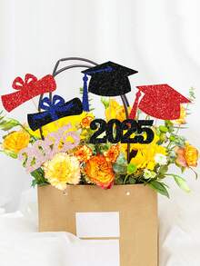 6pcs 2025 Graduation Party Decoration Flower Vase Inserts, Class Of 2025 Congrats Grad Graduation Party Decor, DIY Flower Vase Inserts And Cake Card Inserts Decorative, Graduation Party Favor, Graduation Season Vase Decoration, Home Decor, Table Decorations, Photography Props Background Decoration, Graduation Gifts - 6pcs - View 4