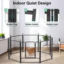 Anyask 24-50 Inch 4-16 Panels Dog Playpen, Foldable Metal Exercise Puppy PlayPen, Patented Corral Para Perros, Garden Fence For Yard Landscape Patio Outdoor Decor RV Camping - 40 吋/ 6 片 - 查看 5