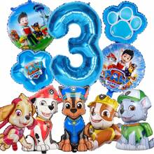 Paw Patrol Latex Balloon Foil Number Balloons Birthday Party Decorations, Happy Birthday Balloon Combination Perfect For Birthday Adult Gift Party Wall Decorative Balloon Set