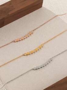 1pc Minimalist Honeycomb Zirconia Pendant Necklace, 925 Sterling Silver Delicate Luxury Choker Necklace, Elegant Jewelry Gift Suitable For Girls Daily And Date Outfit - Style 1 - View 5