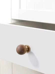 2 Peças Puxador de Madeira de Nogueira Chinesa Retrô com Base de Latão, Puxador Redondo Pequeno Vintage para Móveis de Armário e Gaveta