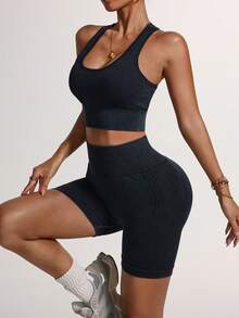 Racerback Sleeveless Fitness Elastic Women's Yoga Sports Set