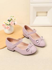 Girls Bow Decor Versatile Elegant Children Shoes, Autumn/Winter - Purple - View 1