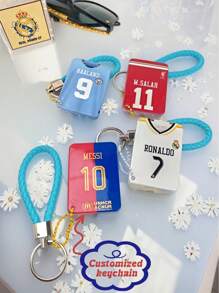 Llaveros con arena móvil personalizados, llaveros con patrones de camisetas del Real Madrid/Barcelona, adornos de balón para bolso con nombres y números de jugadores personalizables, llaveros brillantes, regalos ideales para amigos, compañeros de clase, parejas, impresión 3D de acrílico