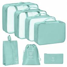 7pcs Travel Packing Cubes Luggage Organizer Bags Set, Portable Suitcase Clothes Shoes Storage Bags, School Supplies - Multicolor - View 18