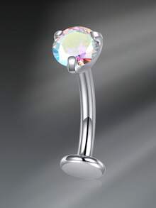 CIZME Floating Titanium Belly Button Rings Hypoallergenic G23 Titanium Internally Threaded Belly Ring 14G Belly Piercings For Women Navel Piercings Jewelry, Floating Belly Button Ring For Women Hypoallergenic F136 Belly Rings Internally Threaded CZ Opal 10mm Bar Navel Barbell Flat Back Belly Piercing 10MM Silver