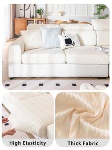 1pc Summer Jacquard Non-Slip Sofa Seat Cushion Cover, Modern Lightweight Breathable Pet-Friendly Elastic Sofa Slipcover, Applicable For L-Shaped Sofa And 1/2/3/4 Seater Sofa (Sold Individually)