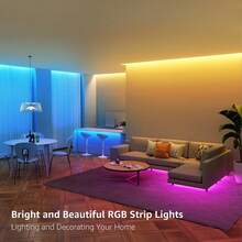 25/50/100/130/200/260FT RGB LED Strip Lights, Boasting 16 Million Freely Changing Colors, Music Sync Effects, APP Smart Control + 24-Key Remote Control, Perfectly Decorate Bedrooms, Living Rooms, Cafes, Convenience Stores, And Valentine's Day Lighting. - View 7