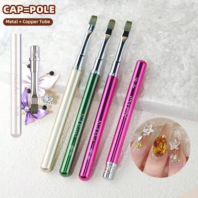 1/3pcs Gel Brush Metal 3 Colours Detachable Body Design Nylon Hair Nail Art Brushes Set