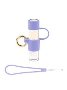 Silicone Holder With Cap Cover, 0.6'' Diameter Portable Lip Balm Holder Key Chain Sleeve Keychain Holder With Wrist Strap Lanyard, Perfect Gifts For Birthdays, Party, Anniversaries, Wedding, Travel, Not Easy To Lose, Lipstick Organizer Gifts For Women,For Holiday Beach, Bathroom Collection, Bedroom Collection, Large Capacity